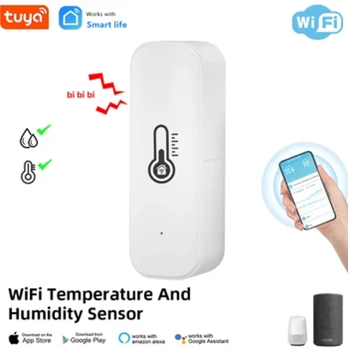 Tuya WiFi Sıcaklık ve Nem Sensörü İç Mekan Nem Sensörü Alexa Google Home Voice için Akülü APP İzleme