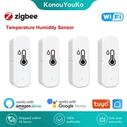 Tuya Zigbee Wifi Паметен сензор за влажност на хигрометар Детектор на термометар Smart Life APP Контрола за Alexa Google Home