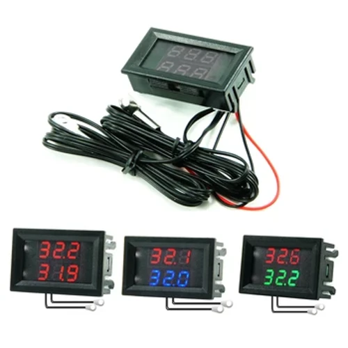 Mini termometro digitale a doppio display con doppio test del sensore di temperatura della sonda metallica impermeabile NTC per la stanza dell'auto coperta 4V-28V