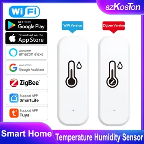 Tuya Zigbee Wifi Temperatuur en vochtigheidssensor Smart Life Remote Monitor Smart Home Indoor Hygrometer Work met Alexa Google