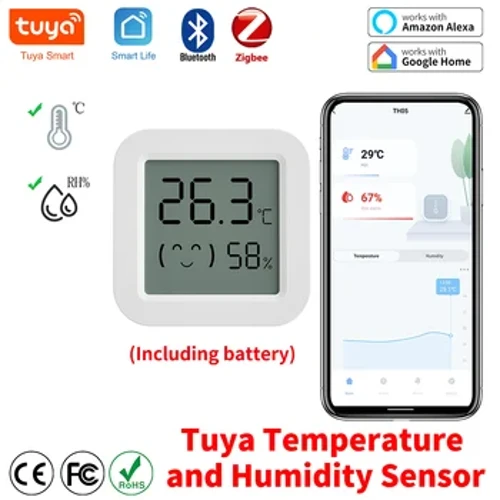 Tuya – capteur de température et d'humidité, Mini affichage numérique LCD, Compatible avec l'application Bluetooth, télécommande, thermomètre et hygromètre