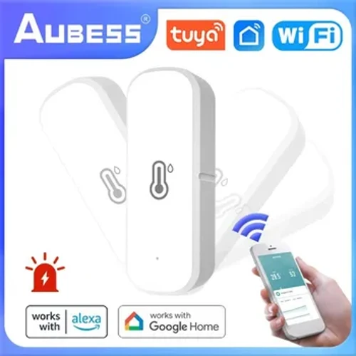 1-10 Stück AUBESS Tuya WLAN Temperatur- und Feuchtigkeitssensor Detektor Smart Home Thermometer Hygrometer für Alexa Google Assistant