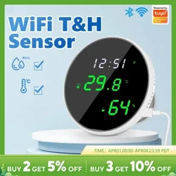 Tuya WiFi Датчик температури та вологості Розумний гігрометр Термометр зі світлодіодним дисплеєм Підтримка Google Home Alexa
