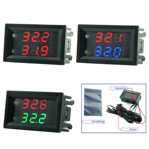 Mini Dual Display LED Ψηφιακός ελεγκτής θερμοκρασίας Αισθητήρας θερμοκρασίας DC 4V-28V Θερμόμετρο Έλεγχος ελεγκτή + NTC Metal Probe