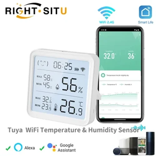 I-Tuya WiFi Temperature Humidity Sensor Ye-Smart Home Backlight Hygrometer Thermometer Ehambisanayo ne-Bluetooth APP Isilawuli kude