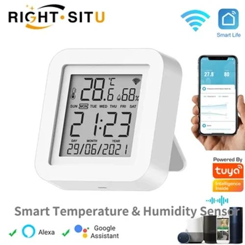Tuya WIFI Temperatur & Fiichtegkeet Sensor fir Smart Home var SmartLife Thermometer Hygrometer Ënnerstëtzung Alexa Google Assistant