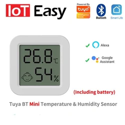 Tuya BT MiNi, датчык тэмпературы і вільготнасці, ВК-дысплей, сумяшчальны з Bluetooth, тэрмометр і гігрометр з Google Home Alexa