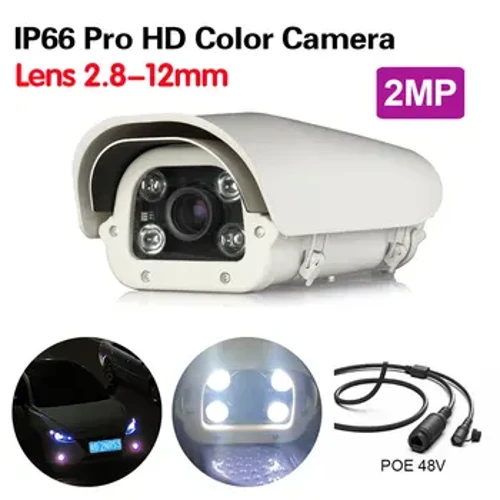 Aitheantas Pláta Uimhir Cheadúnais Feithicle 2MP Nua 2.8-12mm Lionsa Varifocal POE Solas bán Dath Ceamara IP LPR Do Pháirceáil
