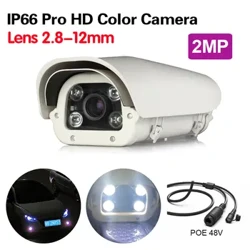 Mới 2MP Giấy Phép Xe Biển Số Công Nhận 2.8-12mm Ống Kính Varifocal POE ánh sáng Trắng Màu LPR Camera IP cho Bãi Đậu Xe