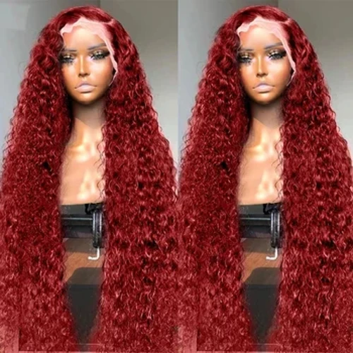 Xcurly 99J Burgundy Sâu Sóng 13X4 Bộ Tóc Giả Xoăn Tóc 13X6 HD Ren Phía Trước Tóc Giả 250 Mật Độ Màu Đỏ dành Cho Nữ