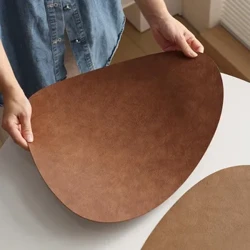 ไม่สม่ำเสมอ Placemat ทนความร้อน Oilproof ถ้วยจานหนัง Mat bar Wipeable Washable Place Mat Cowhide Grain ชาตาราง Pad