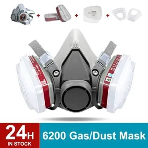 6200 Respirator Gas Mask Set Vehicle Painting Spray Cartridge Box 6001/6002 Orgainc Acid Vapors 5N11 Filtrar Dammsäker gruvdrift