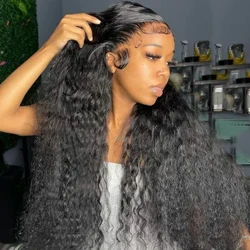 Cosdelu wig glueless gwallt dynol yn barod i'w wisgo Lace Donn Ddwfn Lace Blaen Cau 40 modfedd Dwr Cyrliog 13x4 Frontal Wig i Ferched