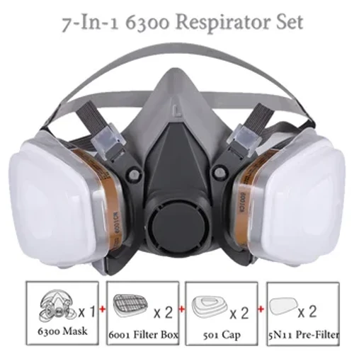 Mặt nạ phòng độc bụi 8 trong 1 6300/6200 có kính an toàn Mặt nạ phòng độc nửa mặt để sơn phun sơn đánh bóng An toàn làm việc