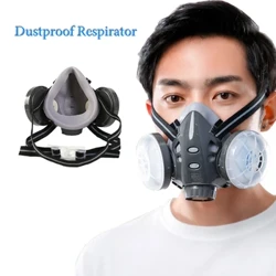 Filtru dublu Respirator rezistent la praf Mască de praf reutilizabilă pentru jumătate de față pentru siguranța muncii Constructor dulgher Lustruire Protecție zilnică