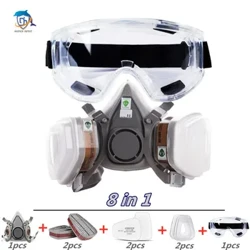 Mặt nạ phòng độc bụi 8 trong 1 6200 mới có kính an toàn Mặt nạ phòng độc nửa mặt để sơn phun sơn đánh bóng An toàn làm việc