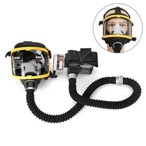 Hoʻolako ʻia ka Uila Kūʻai Kūʻokoʻa i ka Air Fed Full Face Gas Mask Respirator System Respirator Mask Mea lako palekana ma kahi hana.