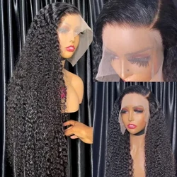 30 32 13x6 spets tum HD Transparent spets frontal peruk HD Deep Wave frontal peruk Curly Wave 13x4 spets människohår peruker för kvinnor