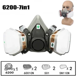 7 in 1 gasmasker Chemical Aspirator Protective Mask Industrial Paint Spray Anti Organic Damp Damp Powder Mask PM005