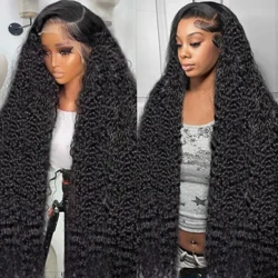 Le Mythe 250 Density 13x6 Hd Transparent Spets Frontal Brazilian Deep Wave Peruk 13x4 Water Wave Människohår Front Curly Peruk