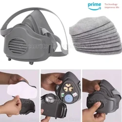 21in1 Nửa Mặt Mặt nạ chống bụi Mặt nạ phòng độc Chống bụi An toàn làm việc Mặt nạ cao su Bông lọc cho ngôi nhà DIY Sạch sẽ Thợ mộc Builder Pol