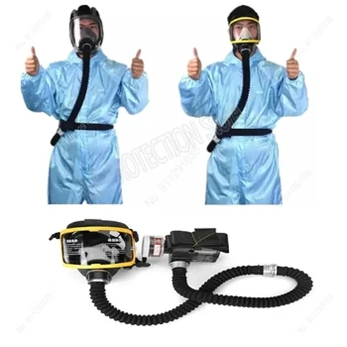 Kemisk industrimålning Sprayning Lufttillförsel Andningsskydd Elektrisk konstantflödesförsörjning Helansiktsgasmask Bärbar blåsare