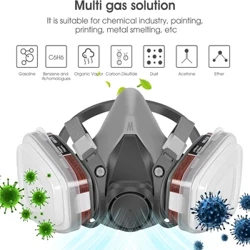 6200 Dust Gas Mask Filtrid Tööstusliku poole näo värvimise Pihustav respiraator koos kaitsvate udukindlate prillidega Ohutustöö
