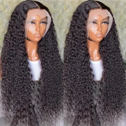 Brasiliansk 13x4 Transparent Jerry Curly Lace Front Människohår Peruk Water Wave Spets Frontal Peruk Förplockad Deep Wave Frontal Peruk