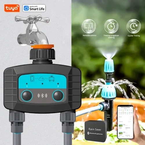 1 Pcs Tuya Smart Sprinkler Timer, Dual Bluetooth Selang Taman Sistem Penyiraman, Timer Air Luar Ruangan untuk Selang Taman, Programmable