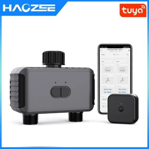 Tuya Smart Garden Vanning Timers 2 Uttak Sprinkler Dryppvanningskontroller Vannventil Regnforsinkelse Programmerbare kontroller