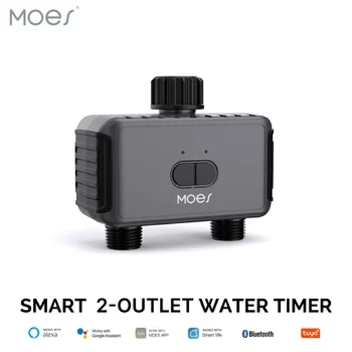 MOES Bluetooth Smart 2 Yollu Su Vanası, Bahçe Fıskiyesi, Programlanabilir Zamanlayıcı, Filtre, Yağmur Geciktirme, Otomatik Sulama Kontrolü