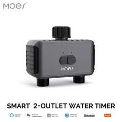 MOES Bluetooth Smart 2-Wege-Wasserventil, Gartensprinkler, programmierbarer Timer, Filter, Regenverzögerung, automatische Bewässerungssteuerung