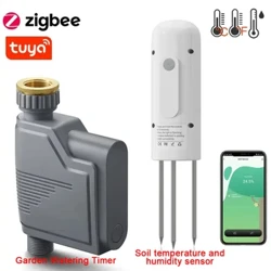 Tuya Zigbee talajnedvesség és hőmérséklet érzékelő és Tuya Zigbee intelligens vízszelep vezérlő locsoló csepegtető öntözőrendszer