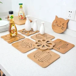 1 adet ev ahşap karikatür yalıtım matı masa Mat kaymaz tencere nihalesi yaratıcı sevimli Mat çay altlığı kase Mat Coaster Placemats Mat