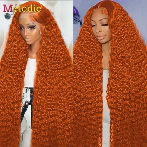 Parrucche per capelli umani colorati Zenzero arancione 13x6 HD Parrucca frontale in pizzo trasparente con onda profonda per capelli umani Parrucche anteriori in pizzo brasiliano