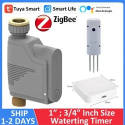 Alexa Google Tuya ZigBee Hose Hose Rheolydd Amserydd Dyfrhau Taenellwr System Dyfrhau Gardd Smart Synhwyrydd Lleithder Pridd