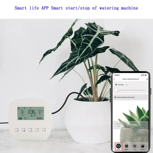 Smart Tuya Home Watering Timer Aplikasi Pengisian Aplikasi Sistem Irigasi Tetes Mikro Otomatis Stasiun Cuaca dengan Tampilan Kelembapan Luar Ruangan