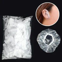 100 Uds orejeras desechables gorro de ducha de plástico impermeable protección para los oídos tinte para el cabello aceite baño ducha salón Protector de oídos