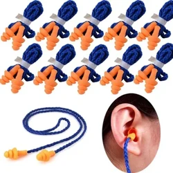 10Pcs Soft Silicone Corded Ear Plug Protector Reusable Hearing Protection Pagbabawas ng Ingay Ligtas na Trabaho Kumportable Earplugs Earmuff
