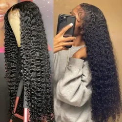 34 36 Zoll 13x4 Deep Wave Spëtzekleeder Frontal Curly Hoer Perücke Brasilianer Transparent 13x6 Spëtzefront Perücke 4x4 Spëtzeschutz Perücke Fir Fraen