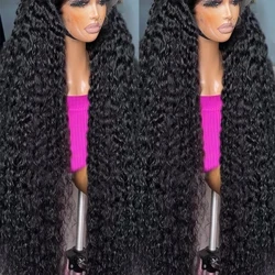 Deep Wave Hd 13x6 Spëtzt Frontal Perücke 40 46 Zoll Waasser Curly Mënsch Hoer Perücken Glueless 360 Voll Spëtze Front Perücke Fir Fraen PrePlucked