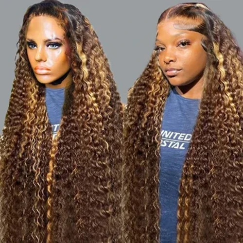 Cosdelu 30 40 Modfedd Uchafbwynt Cyrliog 13x4 Lace Blaen Gwallt Dynol Ton Ddwfn 13x6 Lace Wig Flaenol Brasil 250% i Ferched