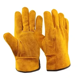 Pria Kerja Sarung Tangan Soft Cowhide Driver Hunting Driving Farm Taman Welding Keamanan Protection Safety Mechanic Glove