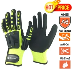 NMSafety ANSI Schnittstufe A6 Schnittfeste Sicherheitsarbeitshandschuhe für Gartenarbeit Vibrationsfest Mechanik Handschutz-Laufhandschuhe