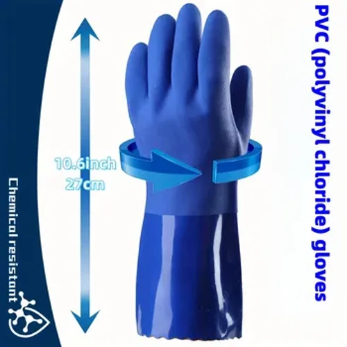 Găng tay làm việc PVC cao cấp: Chống nước, chống dầu & hóa chất, chống trượt, dày để bảo vệ tay bền bỉ