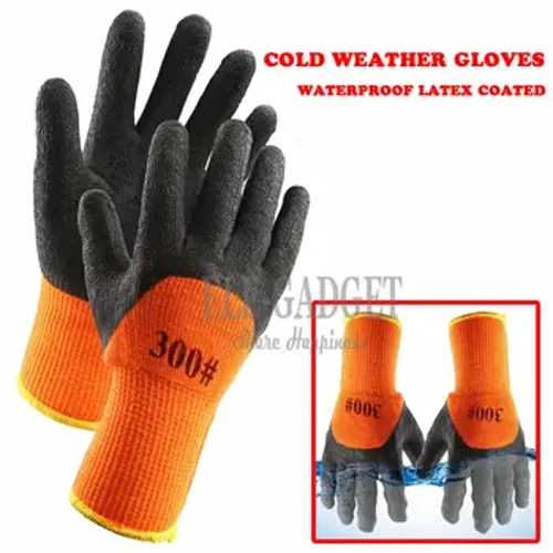 1 paire de gants thermiques de sécurité de travail imperméables d'hiver, gants de jardin en caoutchouc Latex antidérapants pour la Protection des mains des ouvriers constructeurs