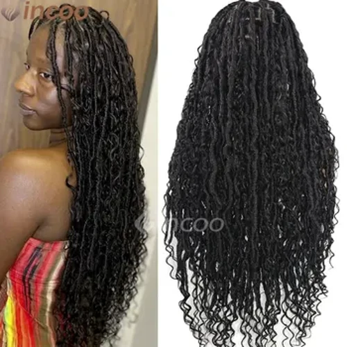 Punotut Peruukit Täyspitsinen Peruukki Musta Naisten 32 tuumainen Ombre Ruskea Faux Locs Virkatut hiukset Kiharat Synteettiset Pitsiperuukit Solmuttomat punokset