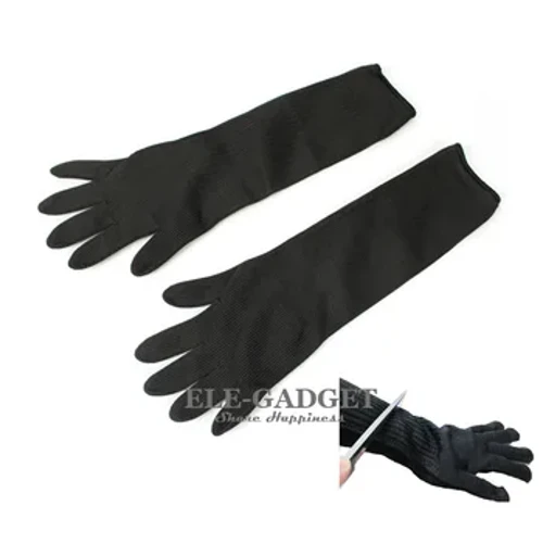 1 Pair Black Cut-Resistant Gloves Long Work Safety Protective Gloves For Butcher Worker Gardener Hands Protection