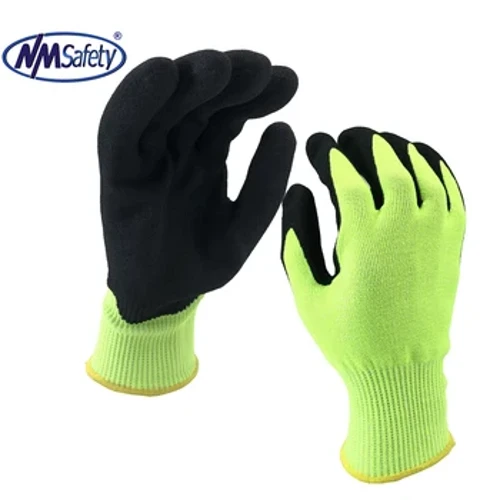 NMSafety 8 Stück/4 Paar CE-geprüfte schnittfeste Nitrilhandschuhe mit 13G Nylonfutter Sicherheitsschutz Arbeitshandschuh