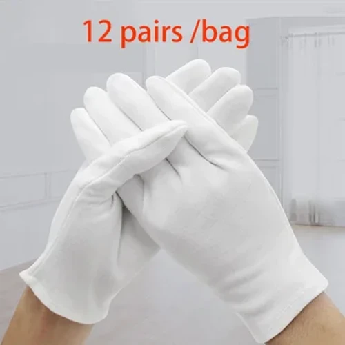 12 pares de trabalho servindo resistente luvas de proteção de mão misturas de algodão manicure à prova de suor seguro de trabalho antiderrapante